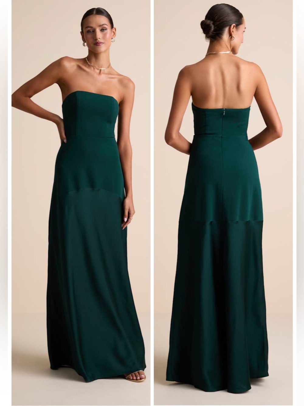 Lulus Compelling Style Emerald Strapless A-Line Maxi Dress Size Large NWT Formal